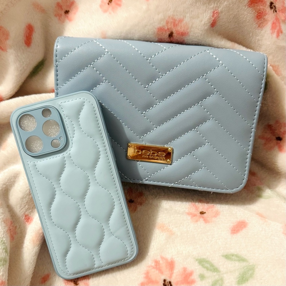 Baby Blue Quilted Lightly Puffer iPhone 15 Pro Max case